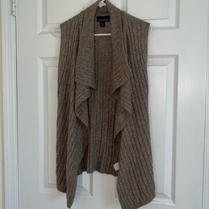 Cynthia Rowley Shawl Collar Sweater Vest Sz Small Beautiful Heather Greige Wool